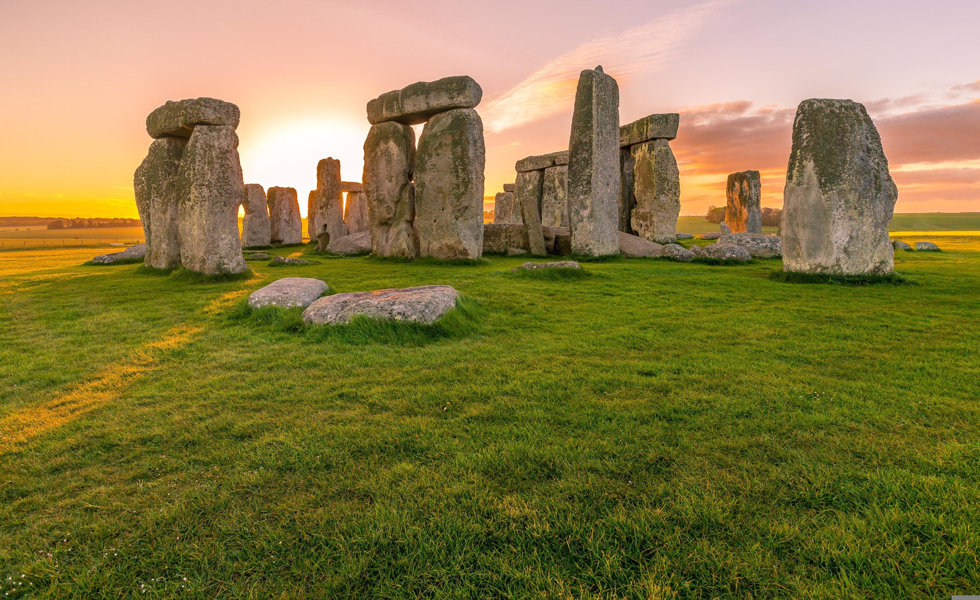 Close up of Stonehenge during a sunset